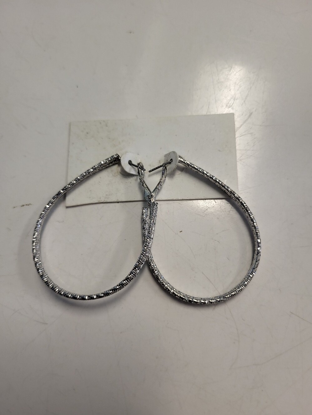Silver Textured Hoop Earrings for Women